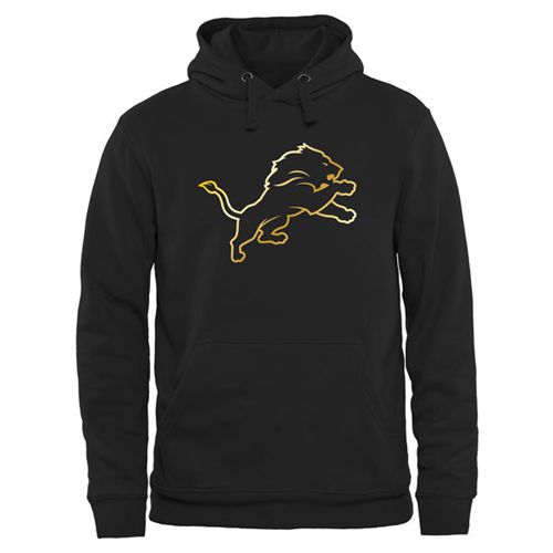 Men's Detroit Lions Pro Line Black Gold Collection Pullover Hoodie - Click Image to Close